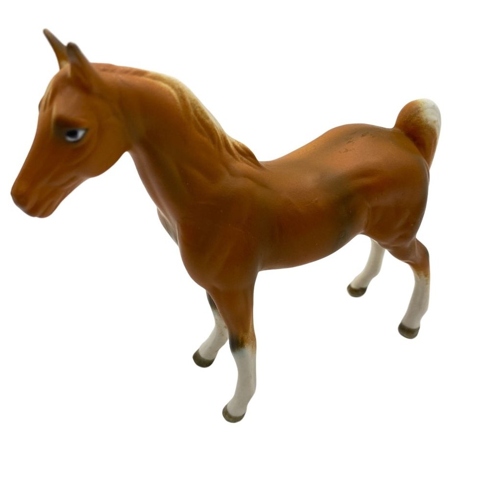 Vintage ceramic horse figurine brown white Palomino unmarked‎ china
